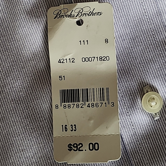 NWT Brooks Brothers Men's Milano Slim Fit Lavender/White Dress Shirt 16-33 - Picture 8 of 8